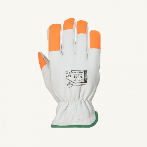 #378GTXOTL Superior Glove®  Thinsulate Lined Tenactiv™ Composite Filament Fiber Goat-Grain Driver Gloves With Padded Palm Grips and Hi-Viz Fingertips